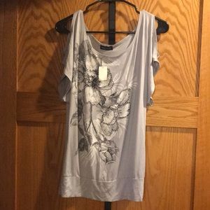 Brand new gray dressy cute top with gemstones